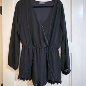 Astr Black Long Sleeve Romper